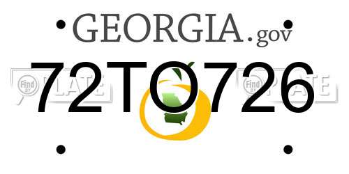 72TO726 Georgia License Plate