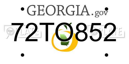 72TO852 Georgia License Plate