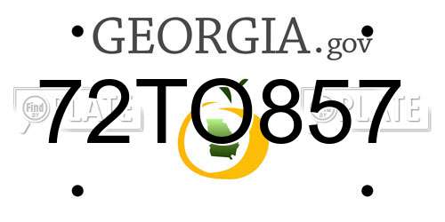 72TO857 Georgia License Plate