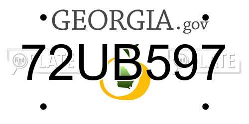 72UB597 Georgia License Plate