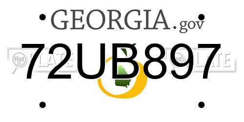 72UB897 Georgia License Plate