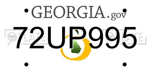 72UP995 Georgia License Plate