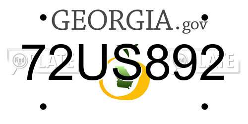 72US892 Georgia License Plate