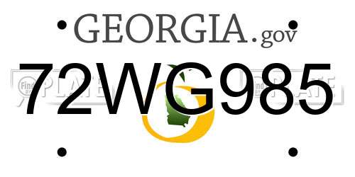 72WG985 Georgia License Plate