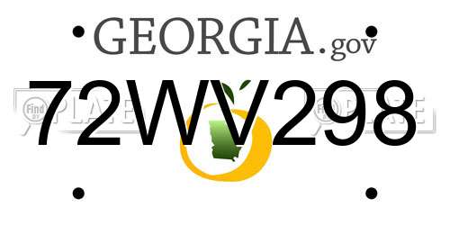 72WV298 Georgia License Plate
