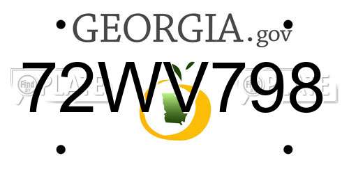 72WV798 Georgia License Plate