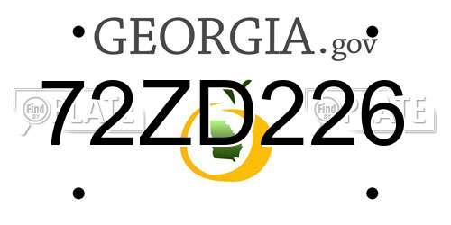 72ZD226 Georgia License Plate