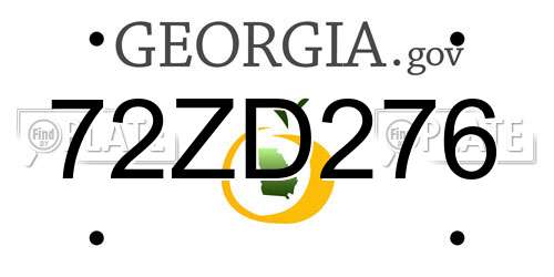 72ZD276 Georgia License Plate