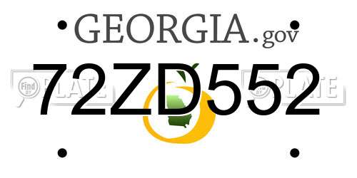 72ZD552 Georgia License Plate