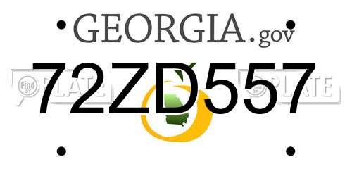 72ZD557 Georgia License Plate