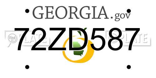72ZD587 Georgia License Plate