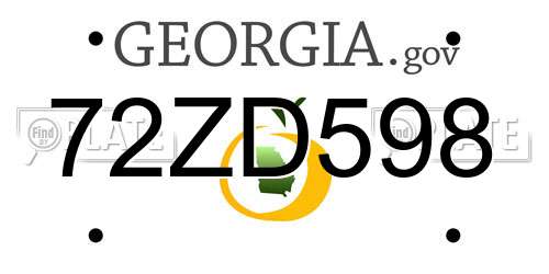 72ZD598 Georgia License Plate