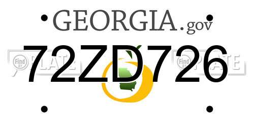 72ZD726 Georgia License Plate