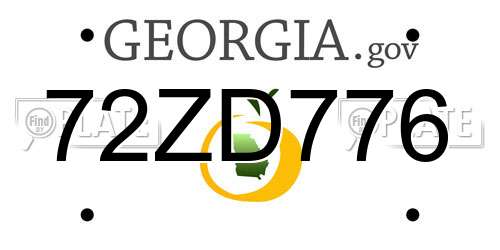 72ZD776 Georgia License Plate