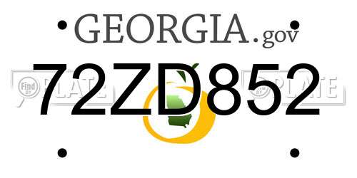 72ZD852 Georgia License Plate