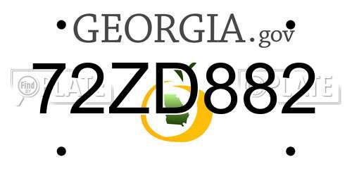72ZD882 Georgia License Plate