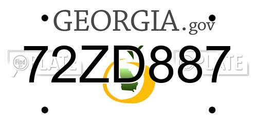 72ZD887 Georgia License Plate