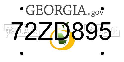 72ZD895 Georgia License Plate