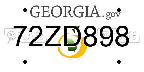 72ZD898 Georgia License Plate
