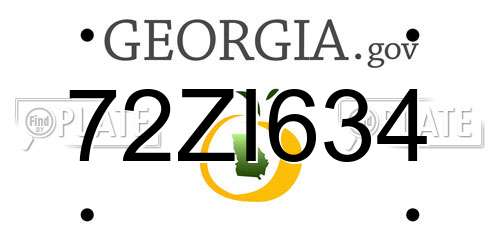 72ZI634 Georgia License Plate