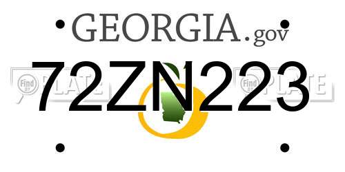 72ZN223 Georgia License Plate