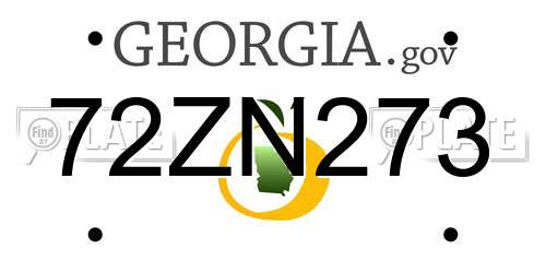72ZN273 Georgia License Plate