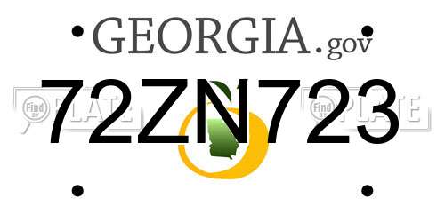 72ZN723 Georgia License Plate