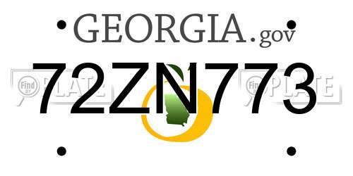 72ZN773 Georgia License Plate