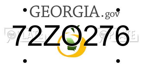 72ZO276 Georgia License Plate