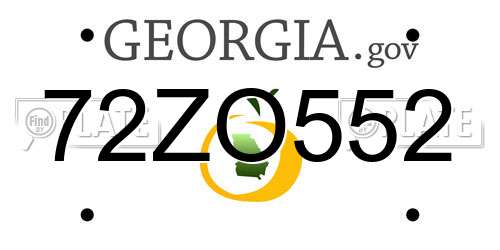 72ZO552 Georgia License Plate