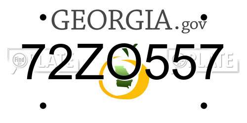 72ZO557 Georgia License Plate
