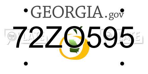 72ZO595 Georgia License Plate