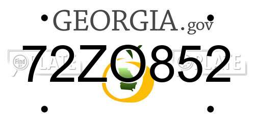 72ZO852 Georgia License Plate