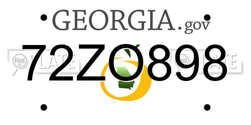 72ZO898 Georgia License Plate