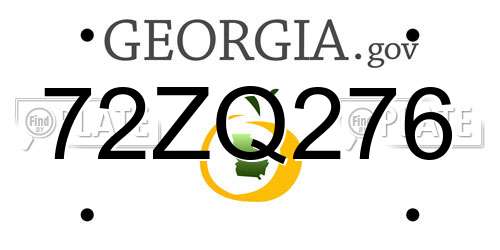 72ZQ276 Georgia License Plate
