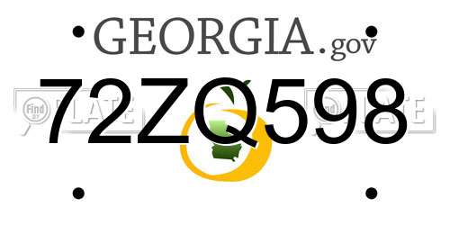 72ZQ598 Georgia License Plate