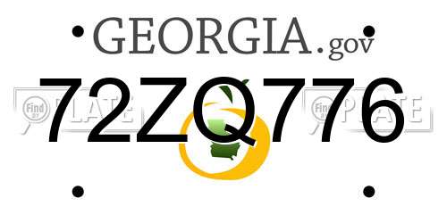 72ZQ776 Georgia License Plate