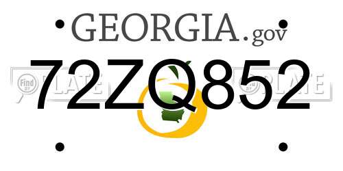 72ZQ852 Georgia License Plate