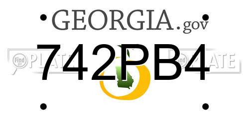 742PB4 Georgia License Plate
