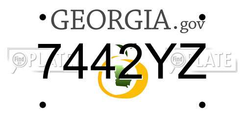 7442YZ Georgia License Plate