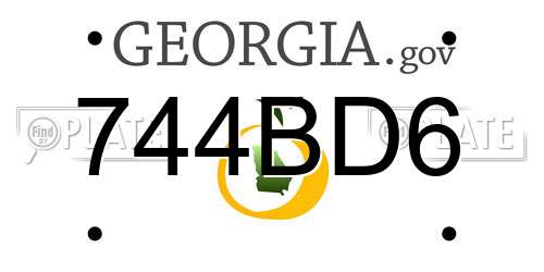 744BD6 Georgia License Plate