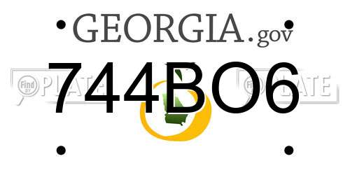744BO6 Georgia License Plate
