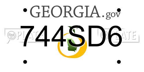744SD6 Georgia License Plate