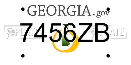 7456ZB Georgia License Plate