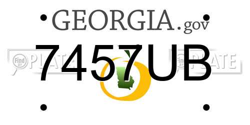 7457UB Georgia License Plate