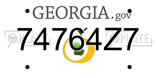 74764Z7 Georgia License Plate