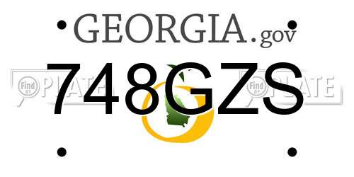 748GZS Georgia License Plate