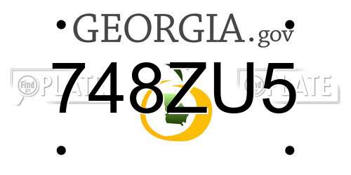 748ZU5 Georgia License Plate