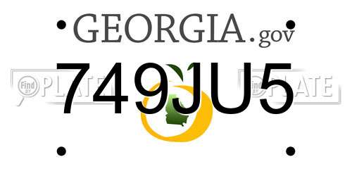 749JU5 Georgia License Plate