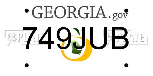 749JUB Georgia License Plate